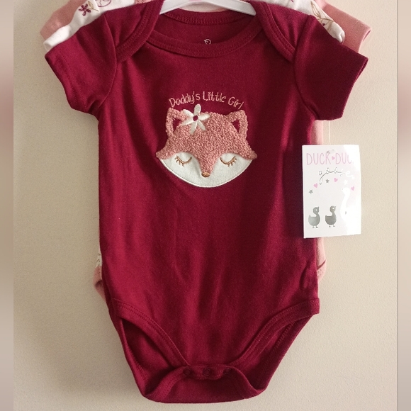 Charming Fox Print Burgundy Bodysuit Set - Picture 2 of 6